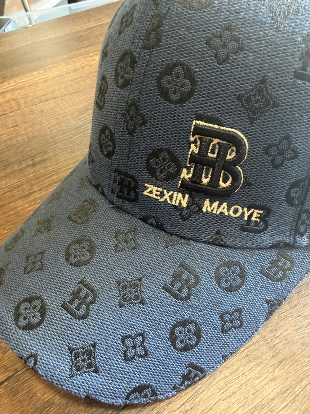 ZEXIN blu navy Monogram Baseball Cap Adjustable Snapback Hat Unisex NWT - Picture 2 of 6